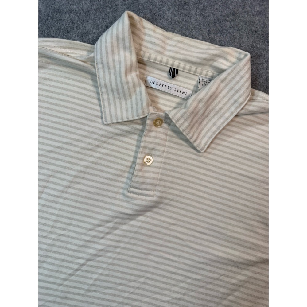 Geoffrey Beene Mens Short Sleeve Striped Polo Shirt Size M‎ Cotton Blend